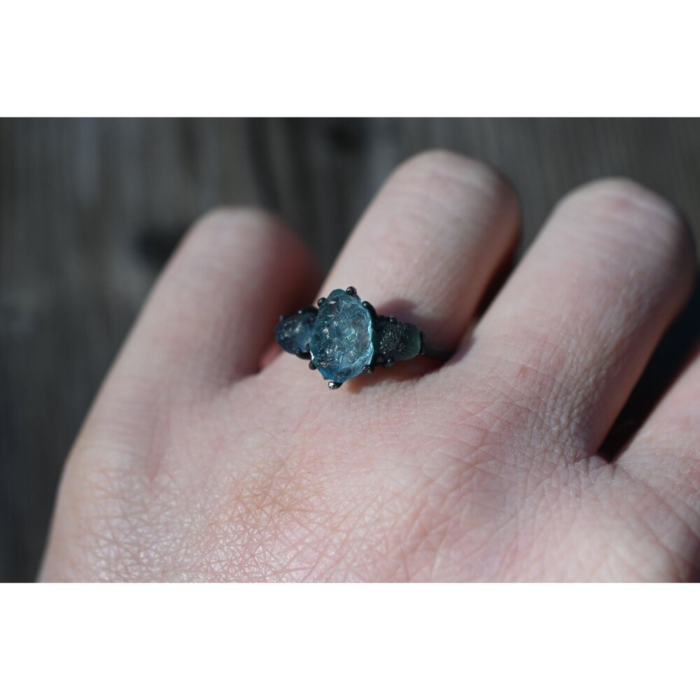 Aquamarine Ring Gothic Simple Promise Alternative Woman Boho Dainty Minimalist R